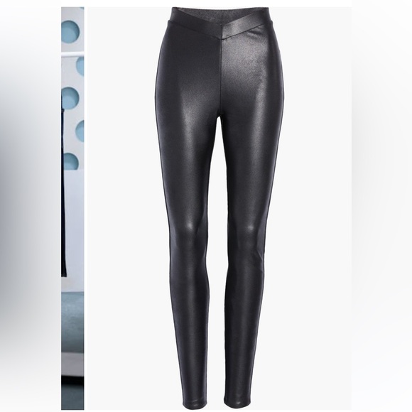 NWOT N BY NAKED WARDROBE DRIP V FAUX LEATHER LEGGINGS - Picture 2 of 3